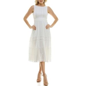Taylor Embroidery Lace Sleeveless Midi Dress Ivory Size 8